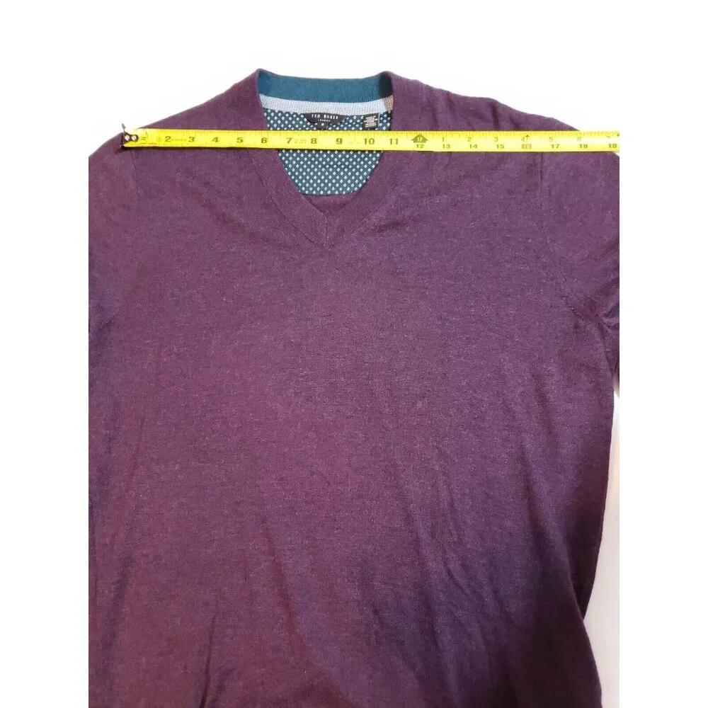 Ted Baker Mens Purple V-Neck Sweater wool silk‎ cashmere Size 5
